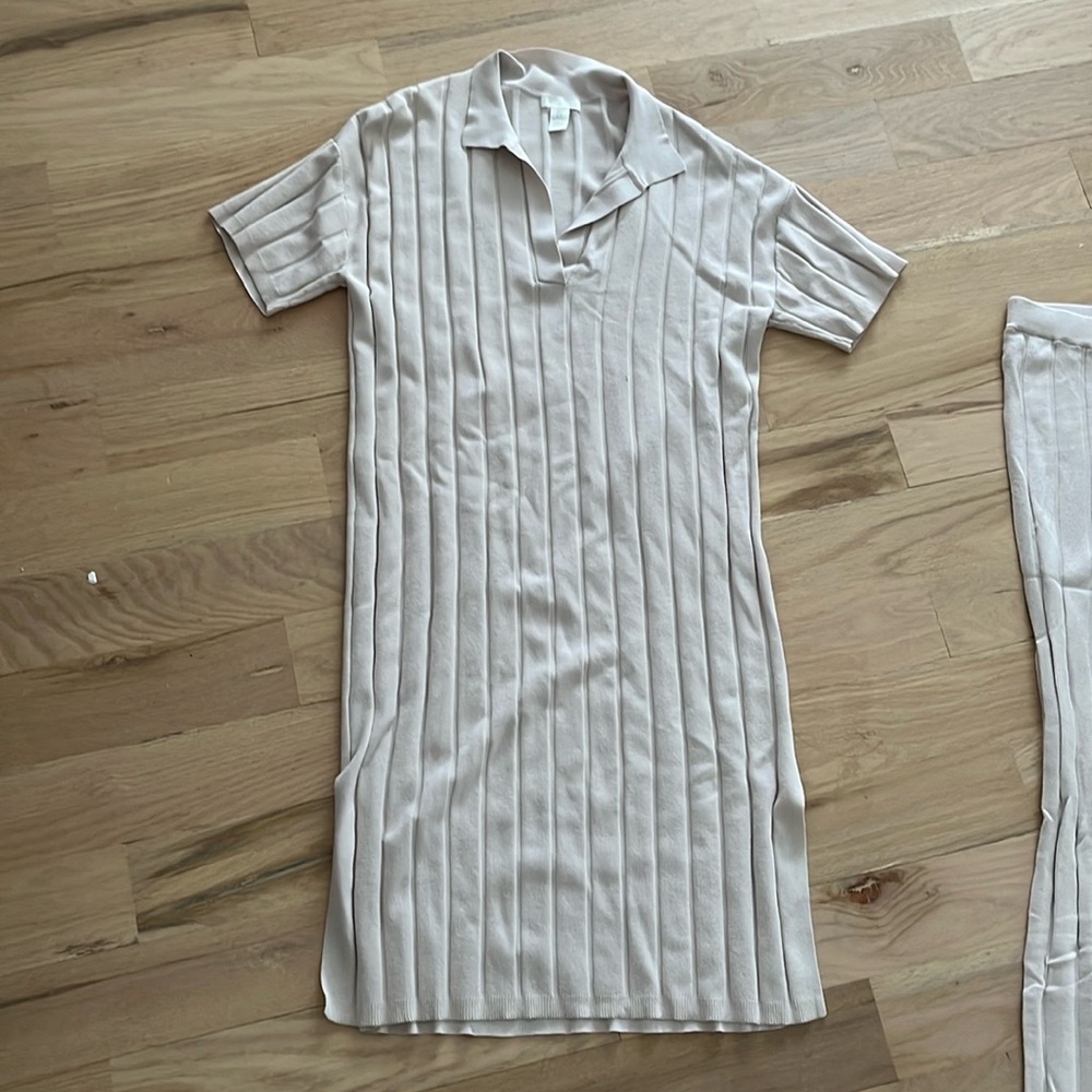 H&M matching ribbed knit polo tunic and ribbed pant set